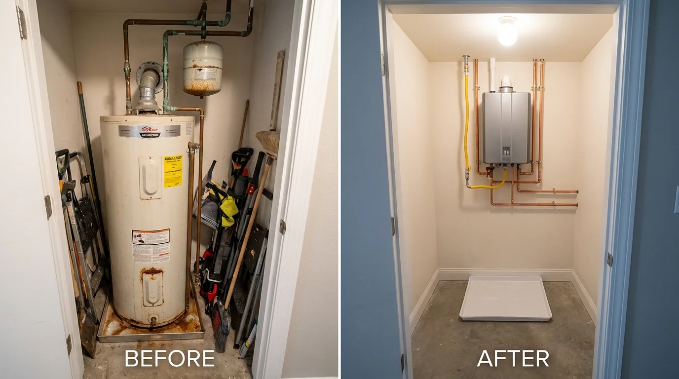 Tank water heater versus wall-mounted tankless unit comparison for Winton, CA homeowners
